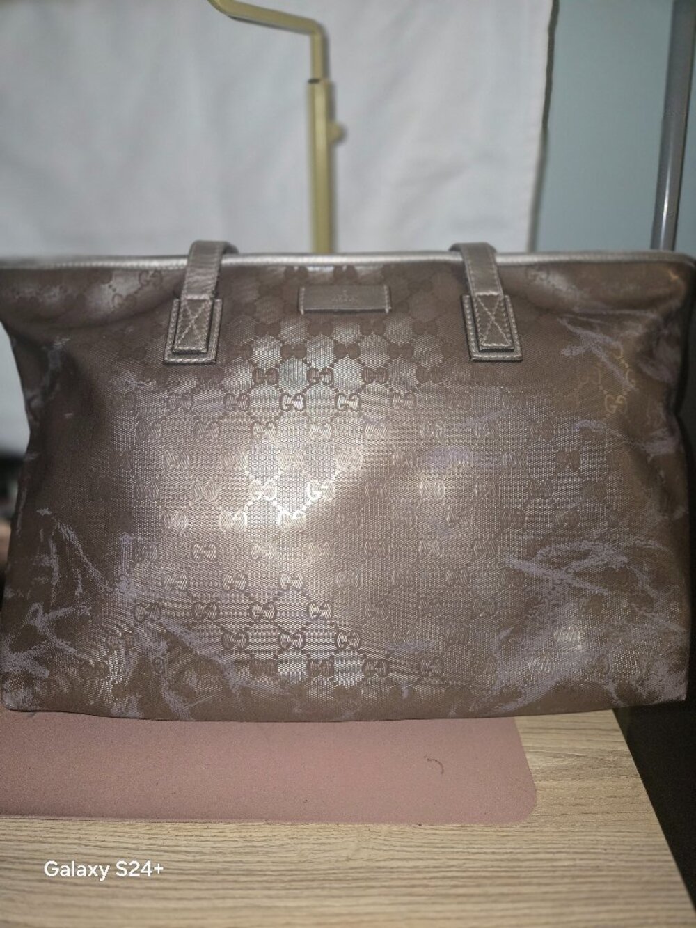 Authentic Gucci GG Imprimé Metallic Tote Bag